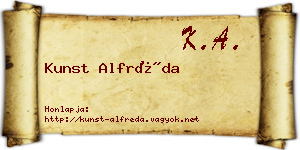 Kunst Alfréda névjegykártya